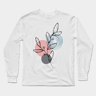 Leaf line art with circular pattern as the background Long Sleeve T-Shirt